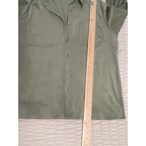 Coldwater Creek Shale Green 3/4 Sleeve Blouse No Iron Size XL Button Down - Picture 7 of 8